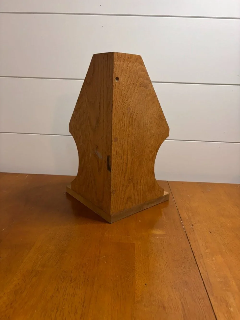 VTG Solid Oak Corner Wall Shelf Rustic 2 Tier Display Knick Knack Shelving